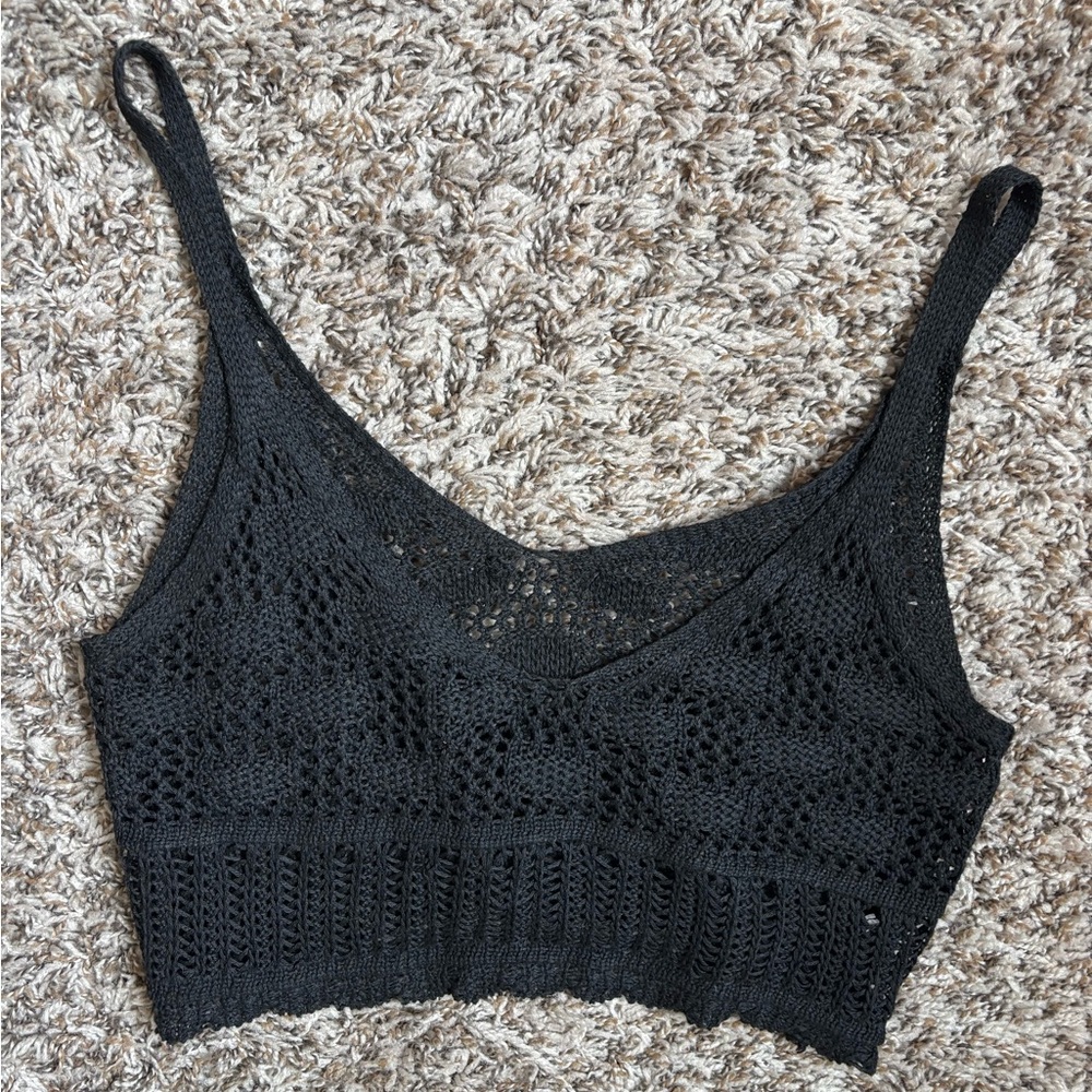 Black Crochet Crop Top